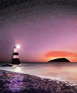 Penmon Lighthouse At Night Paint By Number