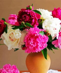 Pink And White Peony In Vase Paint By Number