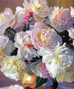 Pink And White Peony Paint By Number