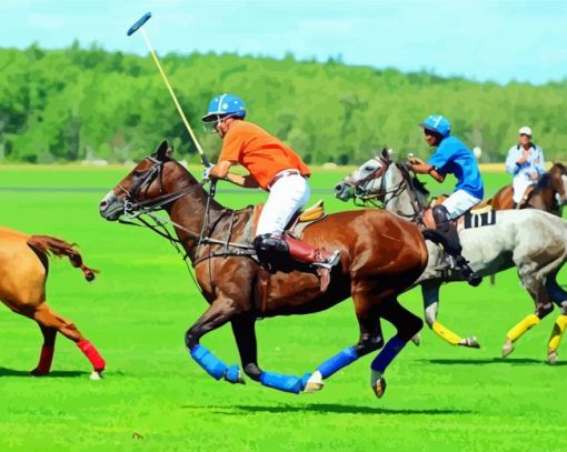 Polo Sport Players And Horses Paint By Number