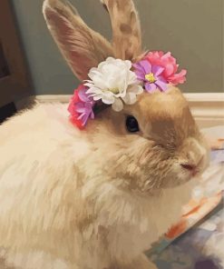 Rabbit With Flower Wreath Paint By Number