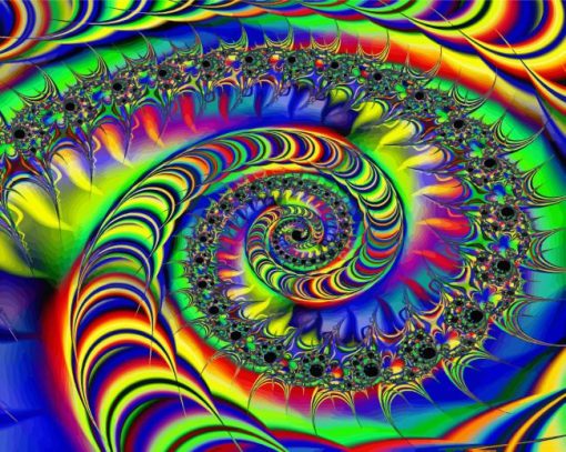 Rainbow Fractal Spiral Paint By Number