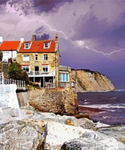 Robin Hoods Bay And Lightning Paint By Number