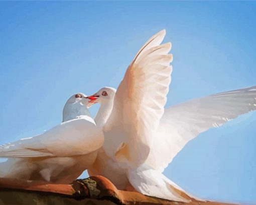 Romantic White Doves Birds Paint By Number