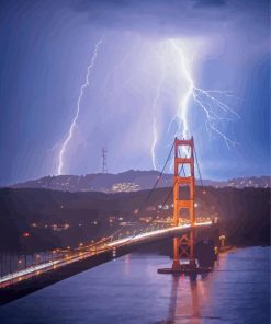 San Francisco Bridge And Lightning Paint By Number