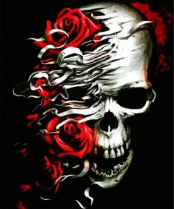 Skulls And Red Roses Paint By Number