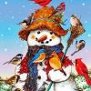 Snowman With Bird Art Paint By Number