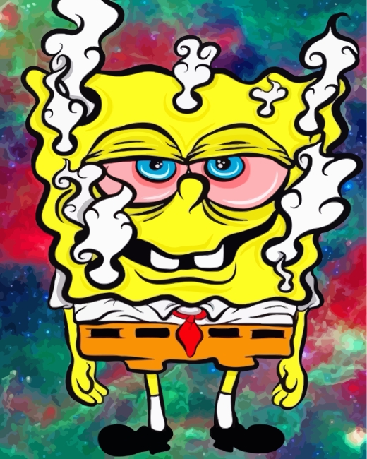 SpongeBob Stoner With Red Eyes Paint By Number