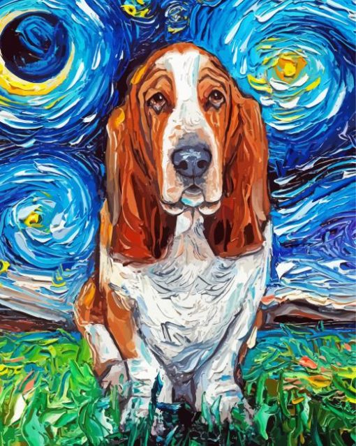 Starry Night Basset Hounds Paint By Number
