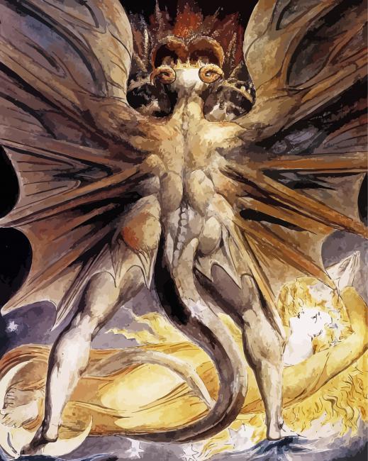 The Red Dragon And The Woman Clothed With The Sun By William Blake Paint By Number