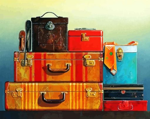 Vintage Old Travel Bags Paint By Number