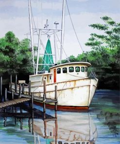 White Shrimp Boat Paint By Number