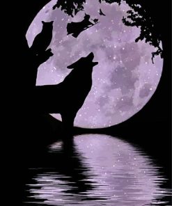 Wolf And Owl Purple Moon Paint By Number