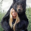 Woman With Black Bear Paint By Number