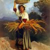 Woman Carrying Basket Art Paint By Number
