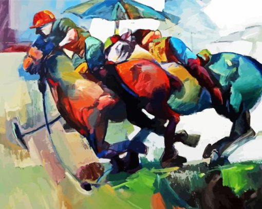 Abstract Polo Players And Horses Paint By Number