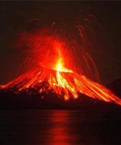 Aesthetic Krakatoa Volcano Paint By Number