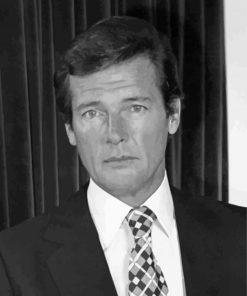 Black And White Roger Moore Paint By Number