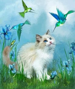 Cat And Hummingbird Art Paint By Number