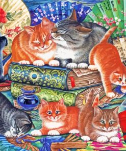 Cats With Chinese Book Paint By Number