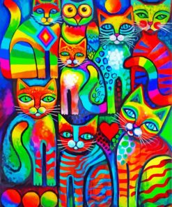 Colorful Abstract Cats Paint By Number