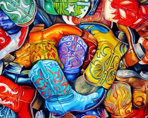 Colorful Cowboy Boots Paint By Number