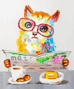 Colorful Cat Reading Newspaper Paint By Number