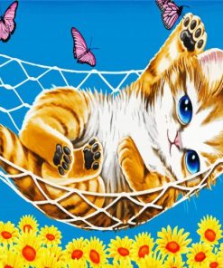 Cute Cat And Butterfly Paint By Number