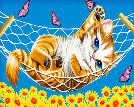 Cute Cat And Butterfly Paint By Number