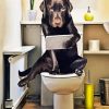 Cute Dog Animal In Toilet Paint By Number