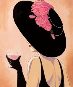 Lady In Flirty Black Hat Paint By Number