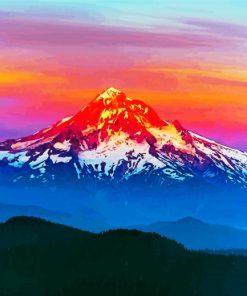 Landscape Mountains Red Sunset Paint By Number