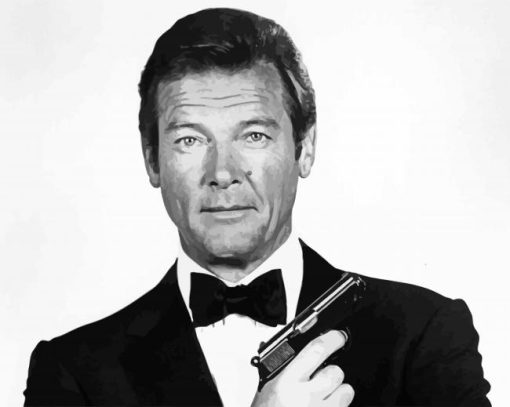 Monochrome Roger Moore Paint By Number