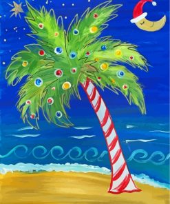 Palm Trees Christmas And Moon Paint By Number