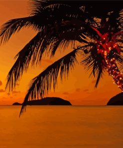 Palm Trees Christmas Art Sunset Paint By Number