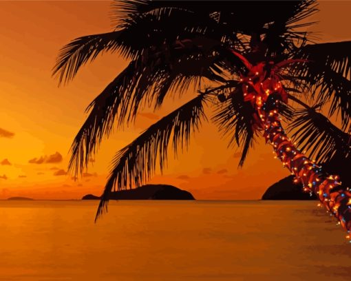 Palm Trees Christmas Art Sunset Paint By Number