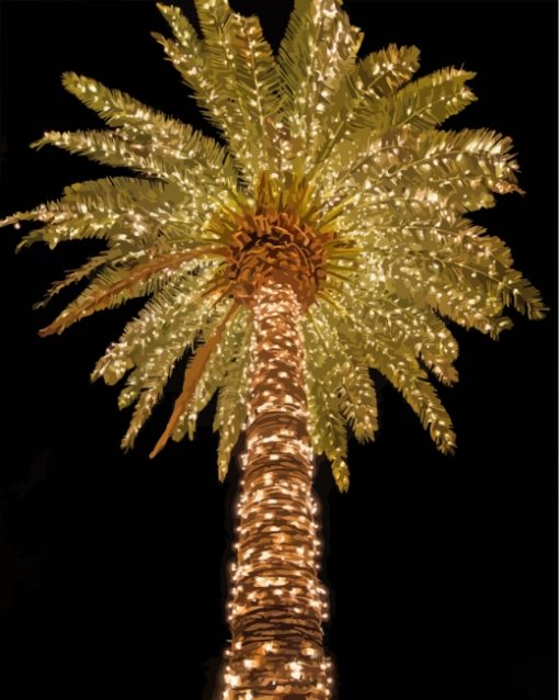 Palm Trees Christmas At Night Paint By Number