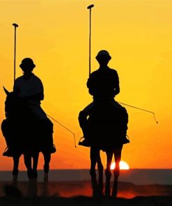 Polo Players And Horses Silhouette Paint By Number