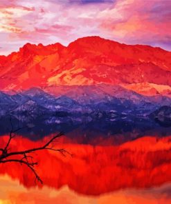 Red Mountains At Sunset Paint By Number