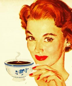 Retro Woman Drinking Coffee Paint By Number