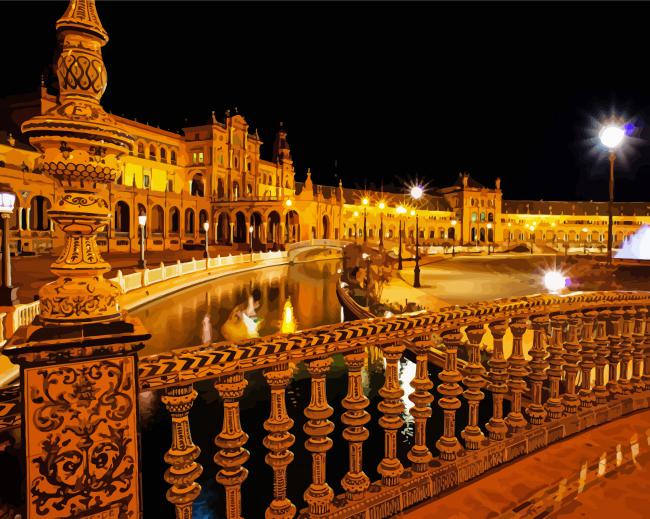 Seville City At Night Paint By Number