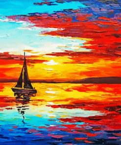 Sunset Sail Boat Paint By Number