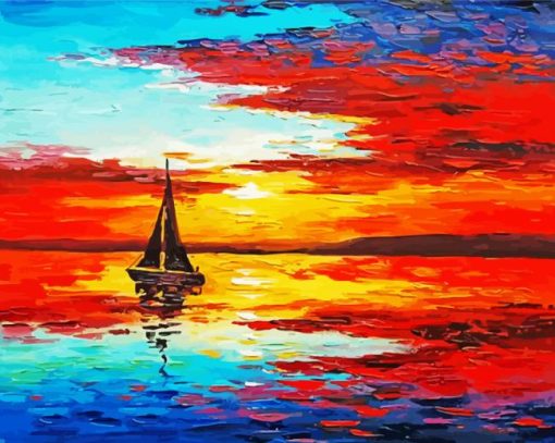 Sunset Sail Boat Paint By Number