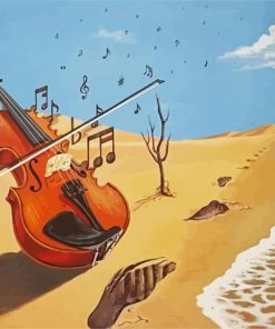Brown Violin Beach Art Paint By Number