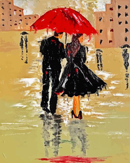 Abstract Couple Rain Paint By Number