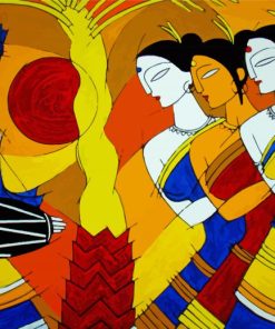 Abstract Indian Women Dancing Paint By Number