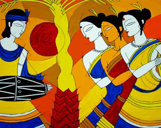 Abstract Indian Women Dancing Paint By Number