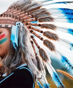 Aesthetic Lady With Native Head Dress Paint By Number