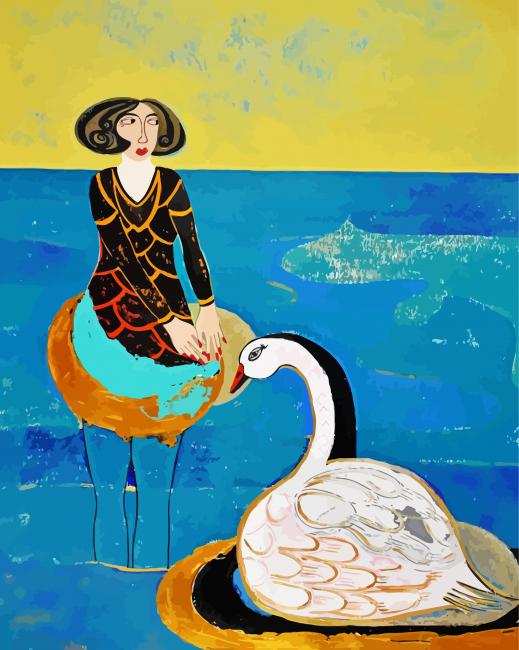 Artistic Woman And Swan Paint By Numbers