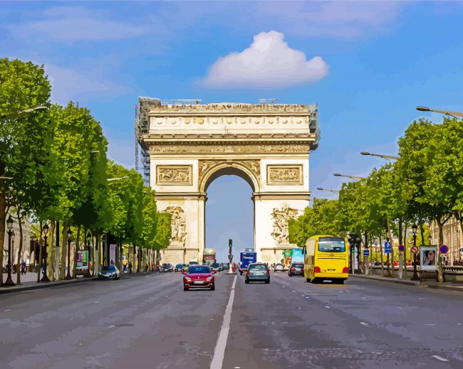 Champs Elysees Street In Paris Paint By Number